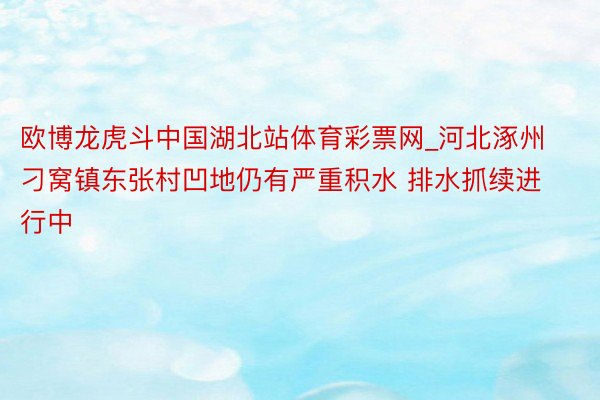 欧博龙虎斗中国湖北站体育彩票网_河北涿州刁窝镇东张村凹地仍有严重积水 排水抓续进行中