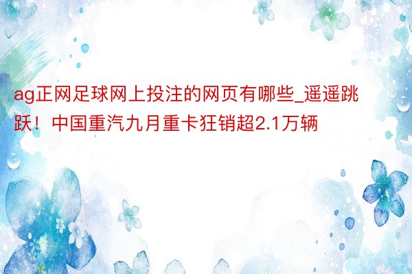 ag正网足球网上投注的网页有哪些_遥遥跳跃!中国重汽九月重卡狂销超2.1万辆